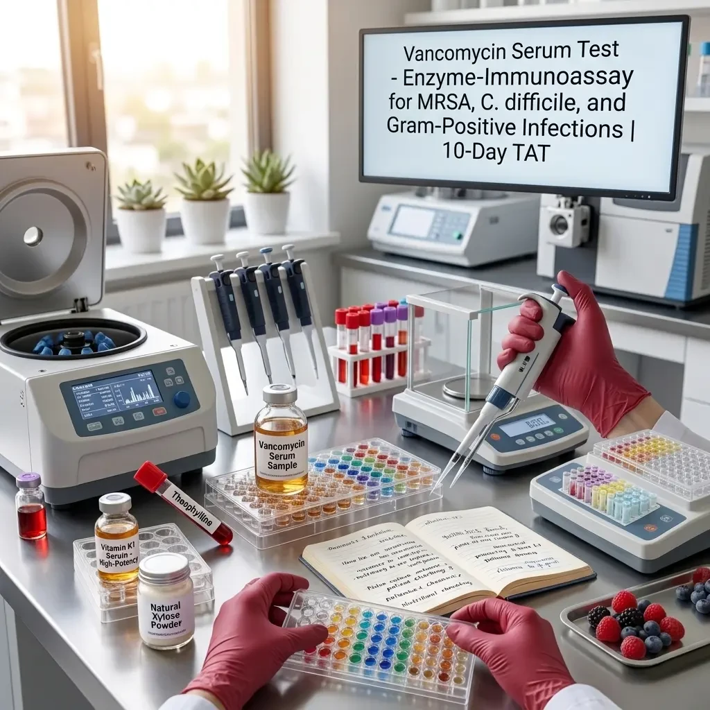 Vancomycin Serum Test - Enzyme-Immunoassay for MRSA, C. difficile, and Gram-Positive Infections | 10-Day TAT