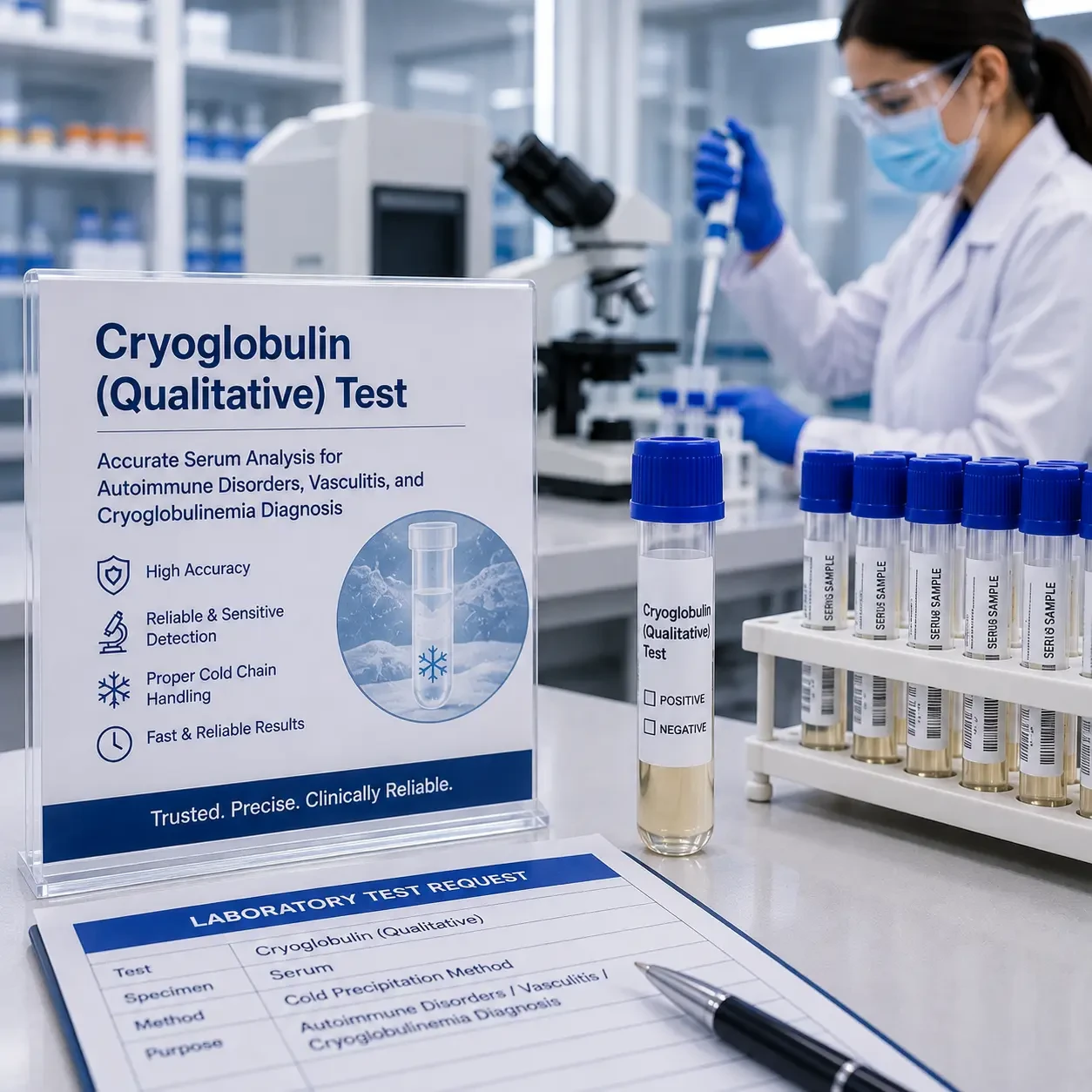 Cryoglobulin (Qualitative) Test – Accurate Serum Analysis for Autoimmune Disorders, Vasculitis, and Cryoglobulinemia Diagnosis