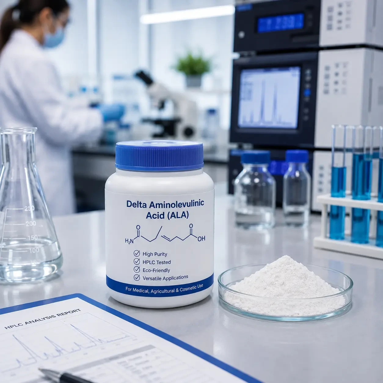 High-Purity Delta Aminolevulinic Acid (ALA) for Medical, Agricultural, and Cosmetic Applications – HPLC Tested, Eco-Friendly, and Versatile