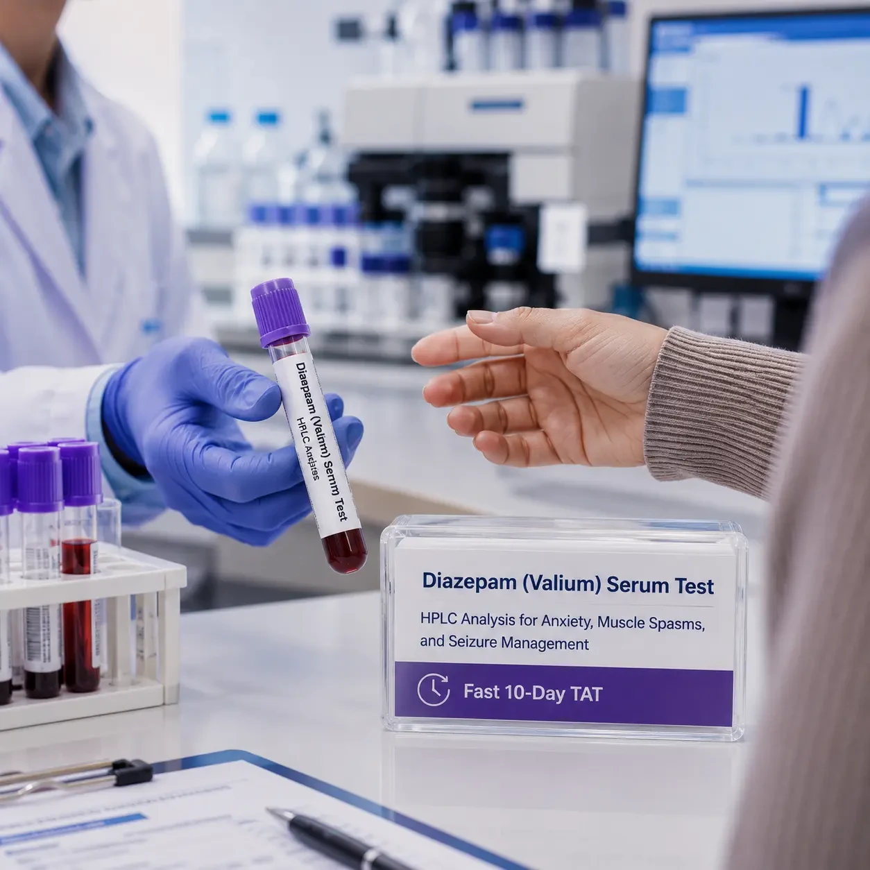 Diazepam (Valium) Serum Test – HPLC Analysis for Anxiety, Muscle Spasms, and Seizure Management | Fast 10-Day TAT