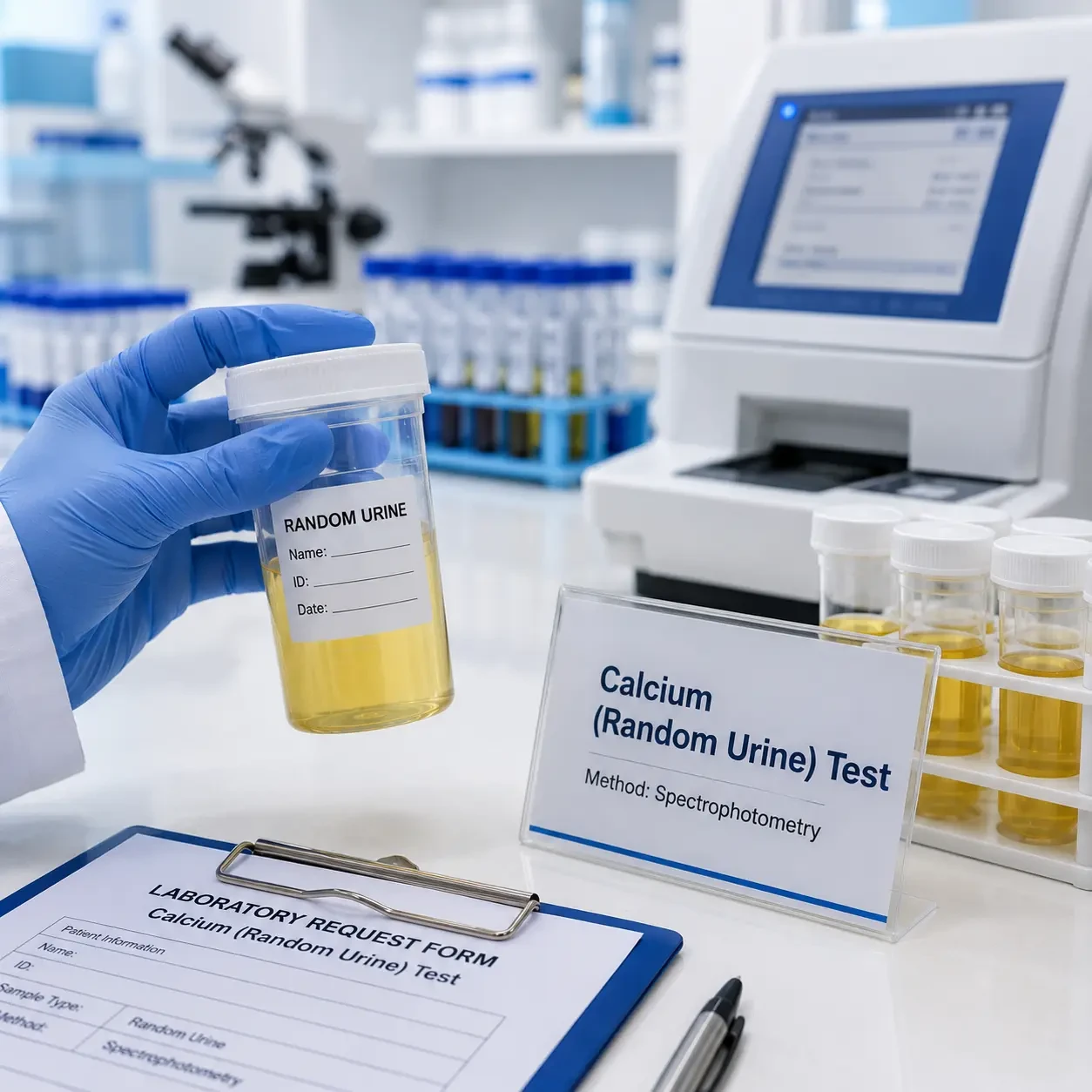 Calcium (Random Urine) Test – Accurate Spectrophotometry Analysis for Calcium Imbalance, Kidney Health, and Bone Health Monitoring