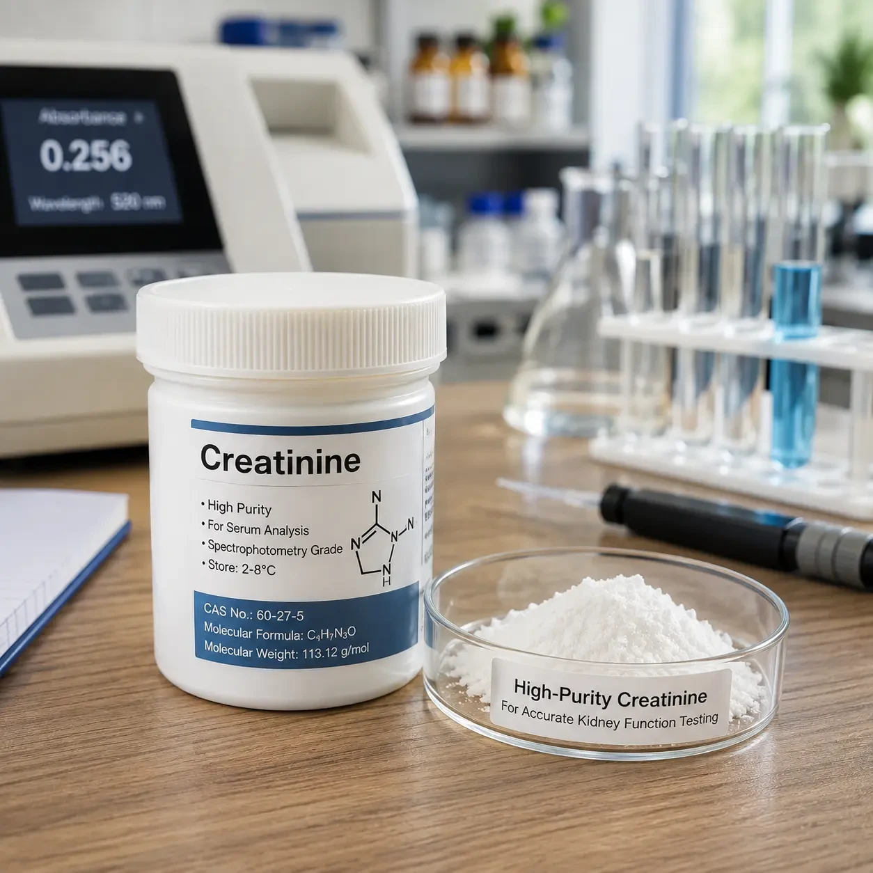 High-Purity Creatinine for Serum Analysis – Accurate Kidney Function Testing with Spectrophotometry in 1 Day