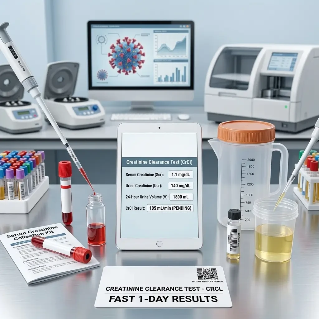 Creatinine Clearance Test: Accurate Kidney Function Assessment with Serum & Urine Analysis - Fast 1-Day Results
