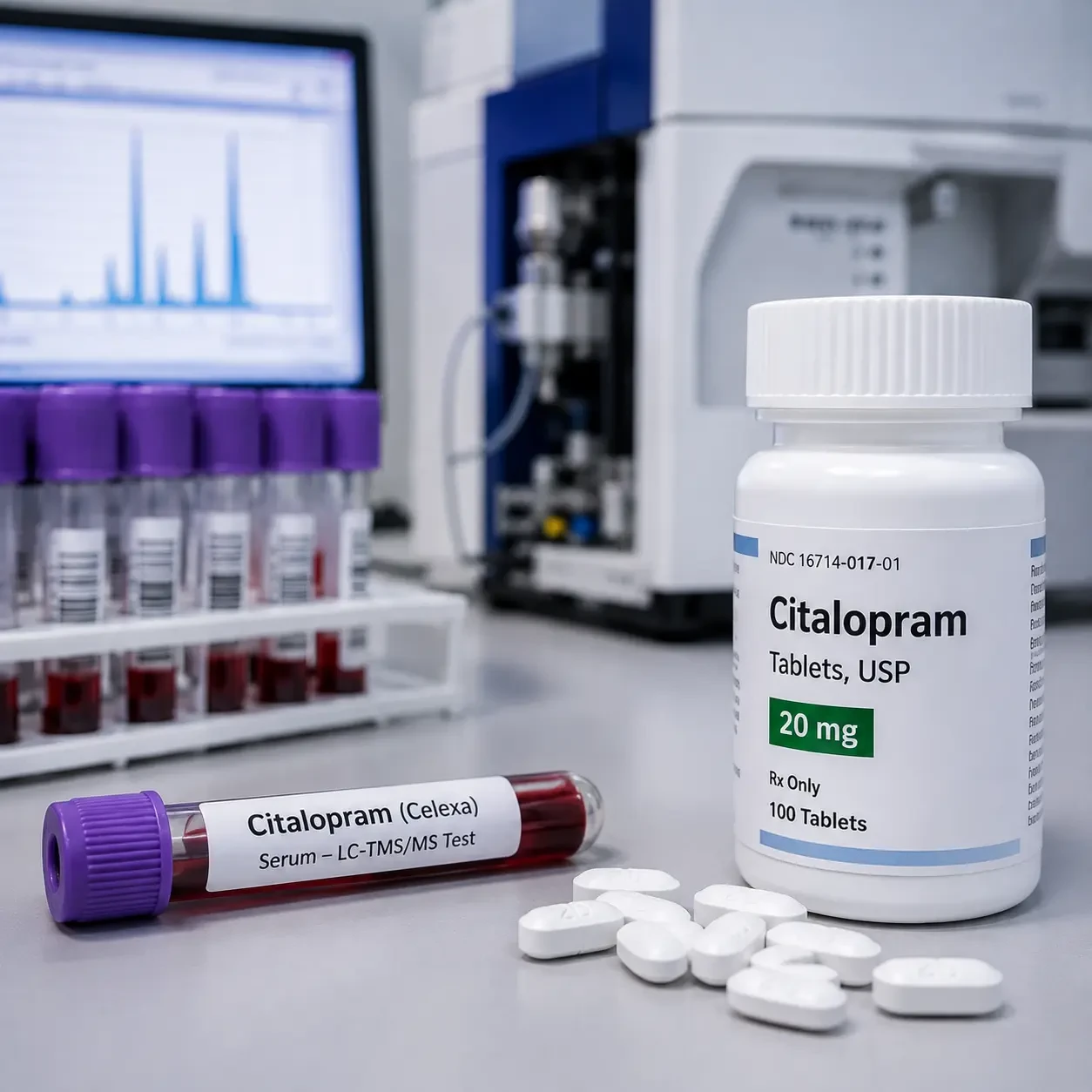 Buy Citalopram (Celexa) Online - SSRI for Depression & Anxiety Relief | LC-TMS/MS Serum Testing | Fast 15-Day TAT